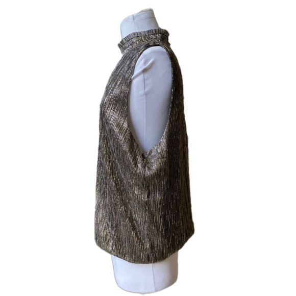 BANANA REPUBLIC Gold Brown Metallic
Shimmer Faux Wrap Sleeveless Blouse. XL. - Picture 2 of 5